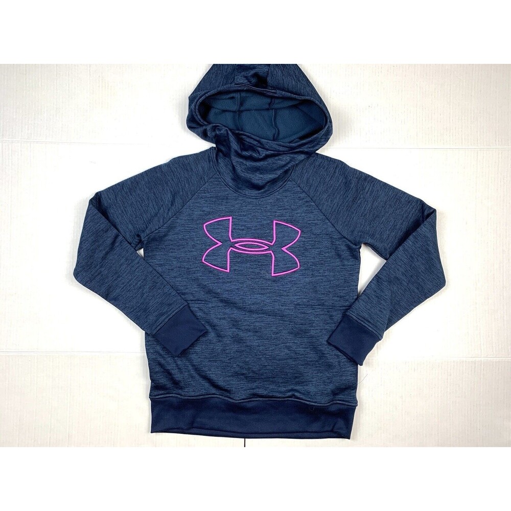 Under Armour Men XS Cold Gear Hoodie Sweatshirt Navy Blue Loose Fit Pullover